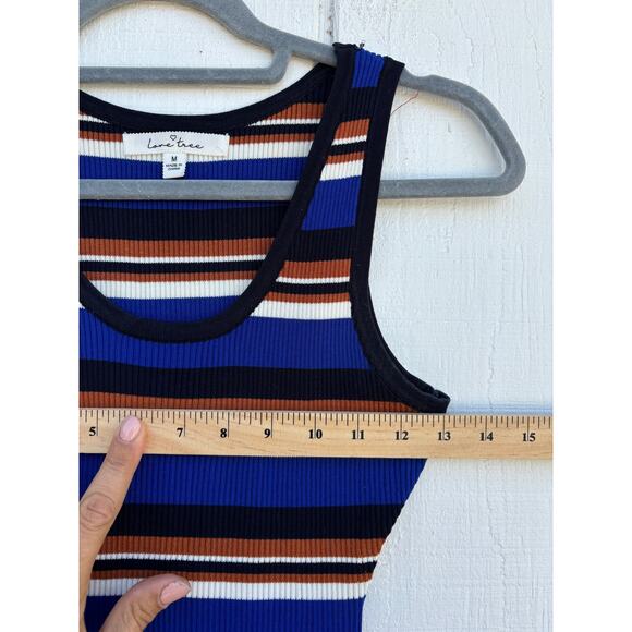 Love Tree Striped Ribbed Bodycon Midi Dress, Sz M - Picture 2 of 4